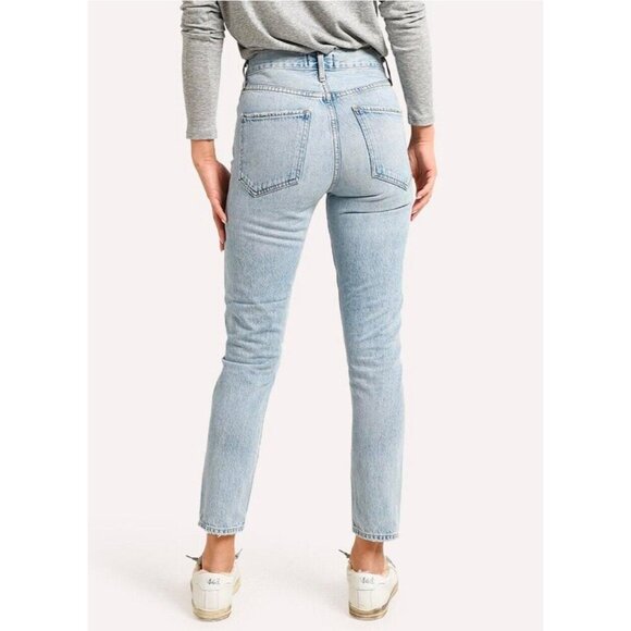 Agolde Jamie Classic High Rise  Distressed Button Fly Jeans Blue SZ 26 - Picture 7 of 16